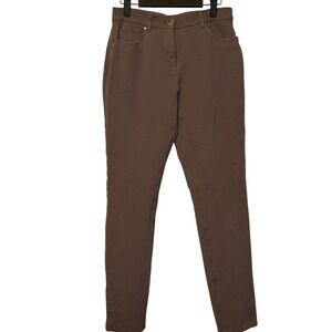 Chicos So Slimming Pants Womens 0 Tall Taupe Brown High Rise Slim Straight Leg